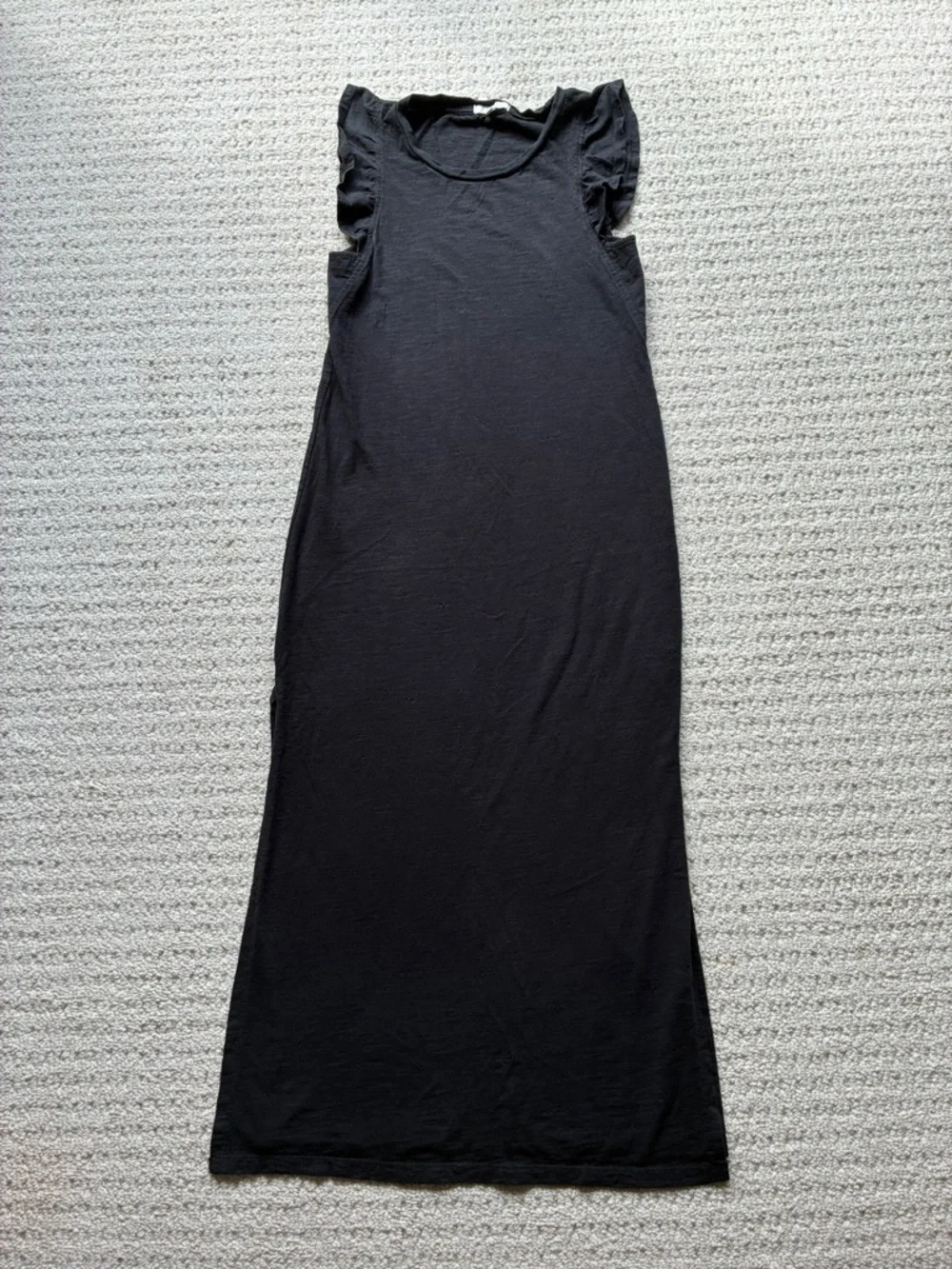 Z Supply Evereve Blakely Black Slub Ruffle Midi Dress Size XS - Picture 2 of 13